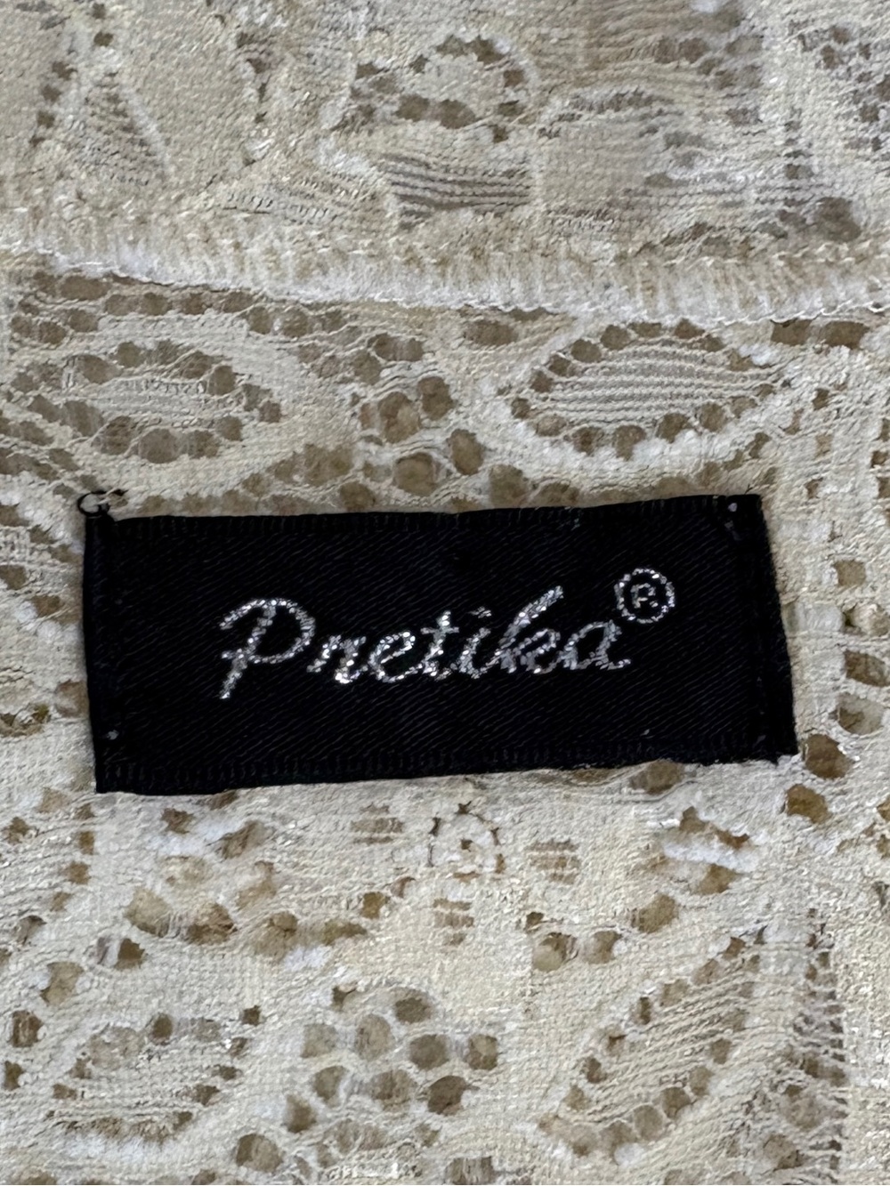 Pretika Lace Mock Neck Sleeveless Top – Cream Floral Lace Y2K Romantic Blouse - Picture 13 of 13